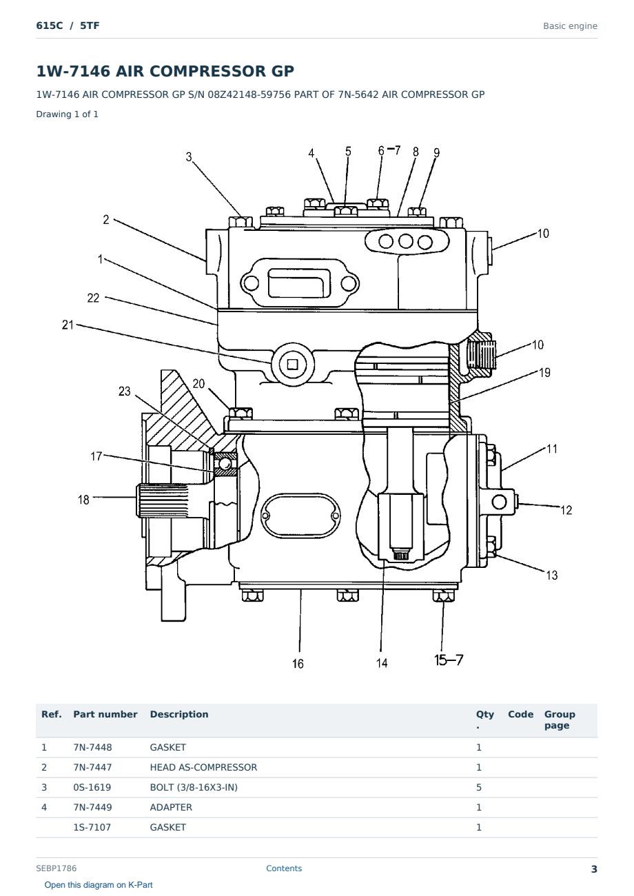 Caterpillar 615C S/N 5TF Partsbook SEBP1786 (English) - sample page 3 of 10 Caterpillar 615C S/N 5TF Partsbook SEBP1786 (English) - sample page 3 of 10