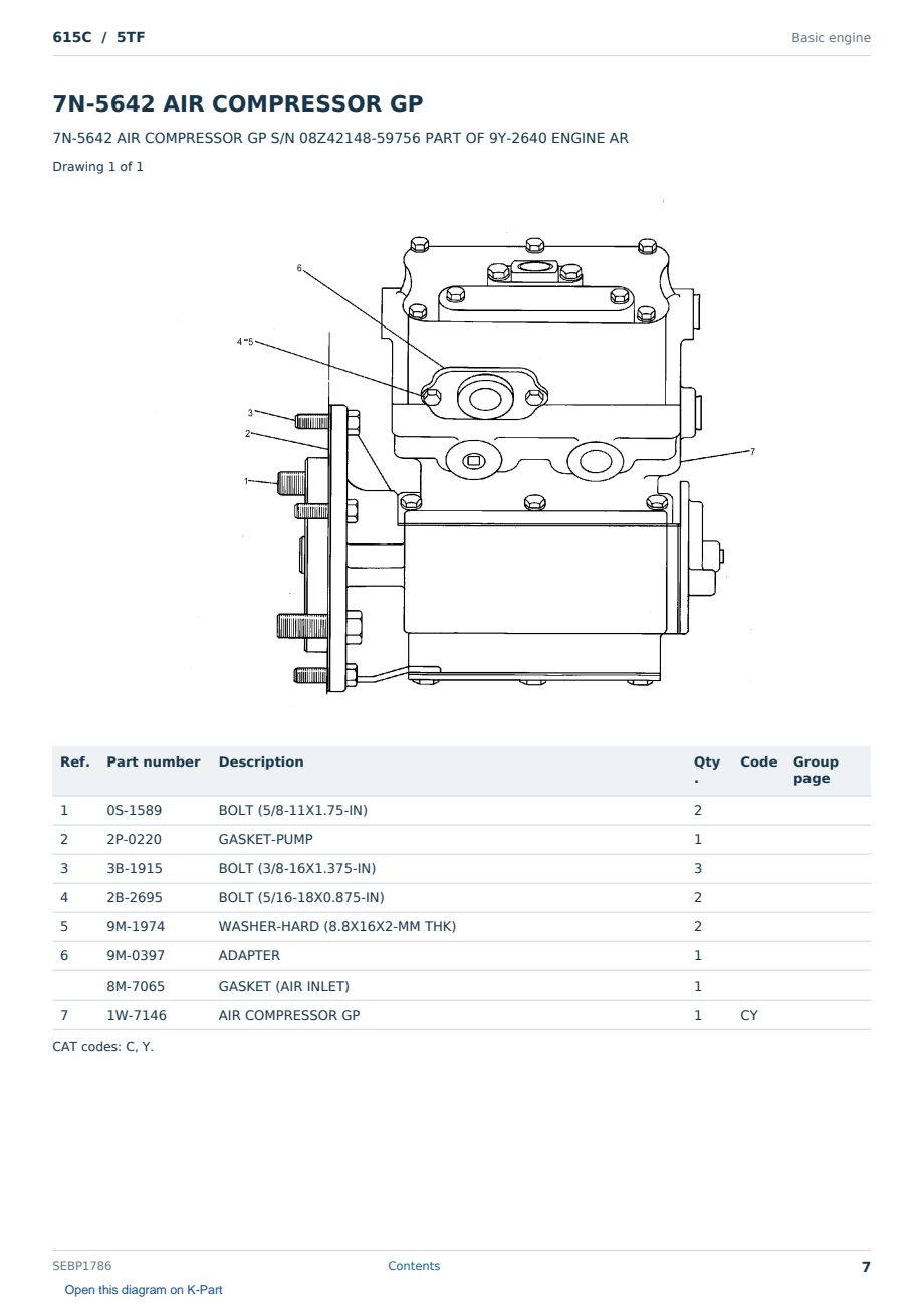 Caterpillar 615C S/N 5TF Partsbook SEBP1786 (English) - sample page 7 of 10 Caterpillar 615C S/N 5TF Partsbook SEBP1786 (English) - sample page 7 of 10