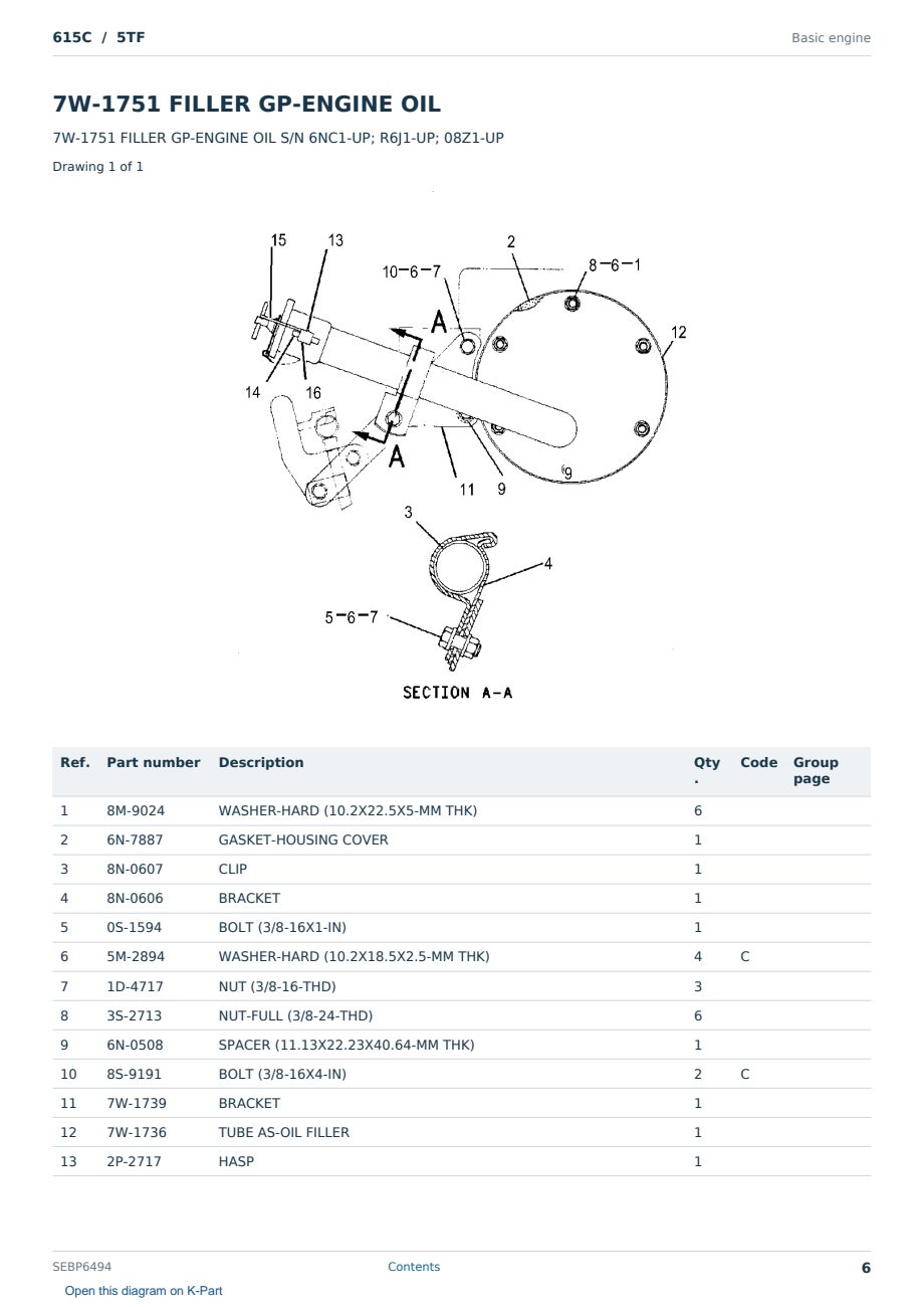 Caterpillar 615C S/N 5TF Partsbook SEBP6494 (English) - sample page 6 of 10 Caterpillar 615C S/N 5TF Partsbook SEBP6494 (English) - sample page 6 of 10