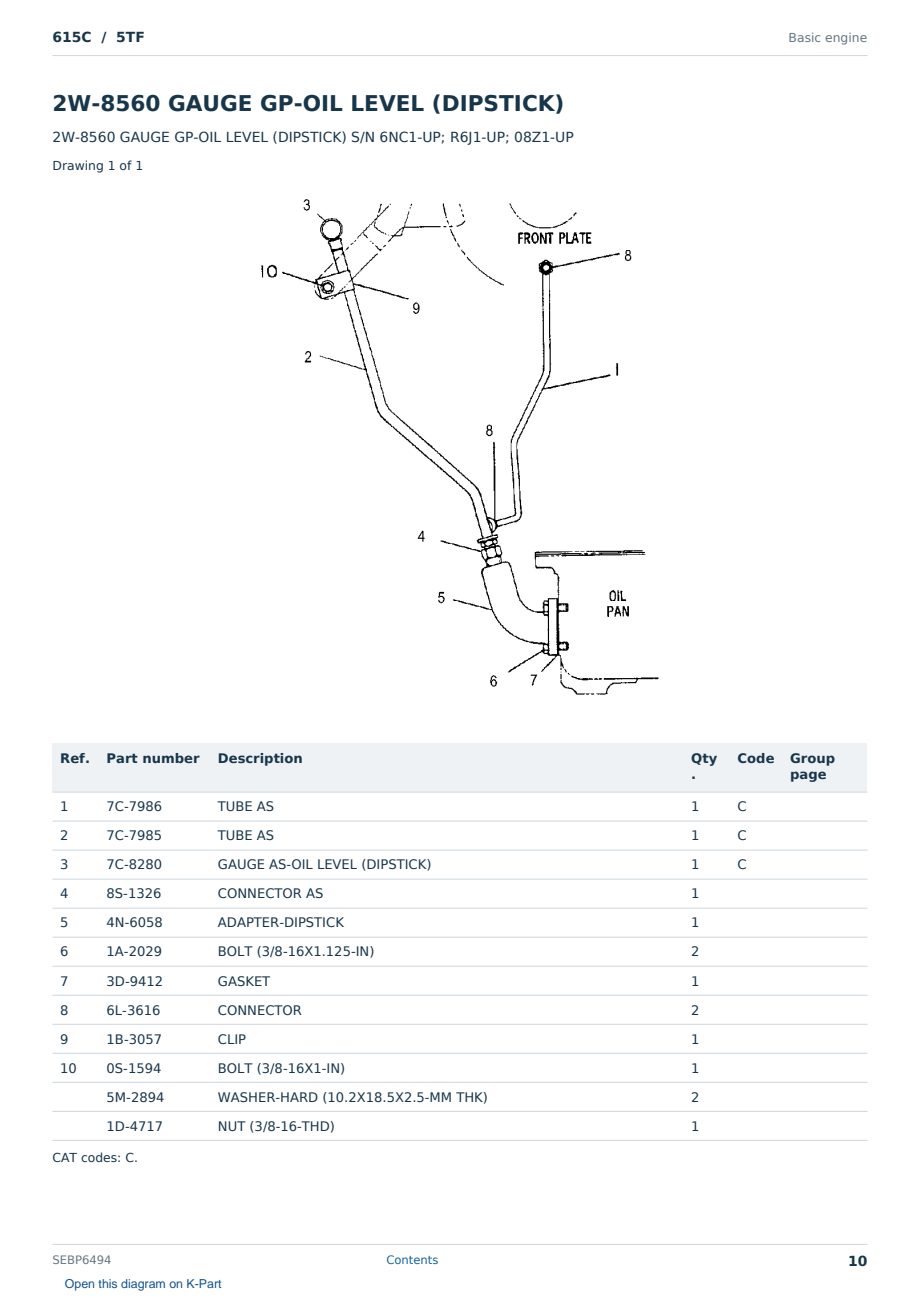 Caterpillar 615C S/N 5TF Partsbook SEBP6494 (English) - sample page 10 of 10 Caterpillar 615C S/N 5TF Partsbook SEBP6494 (English) - sample page 10 of 10