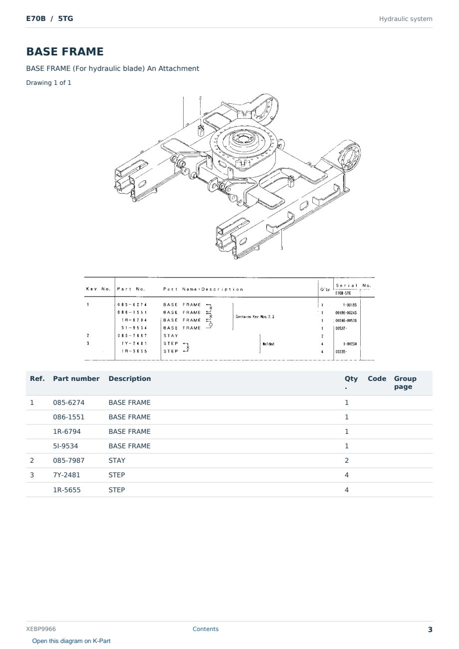 Caterpillar E70B S/N 5TG Partsbook XEBP9966 (English) - sample page 3 of 10 Caterpillar E70B S/N 5TG Partsbook XEBP9966 (English) - sample page 3 of 10