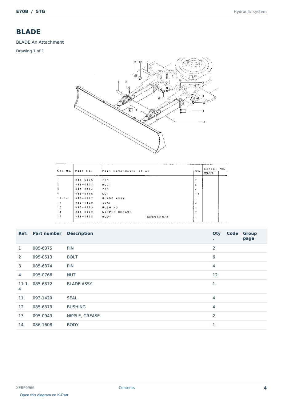 Caterpillar E70B S/N 5TG Partsbook XEBP9966 (English) - sample page 4 of 10 Caterpillar E70B S/N 5TG Partsbook XEBP9966 (English) - sample page 4 of 10
