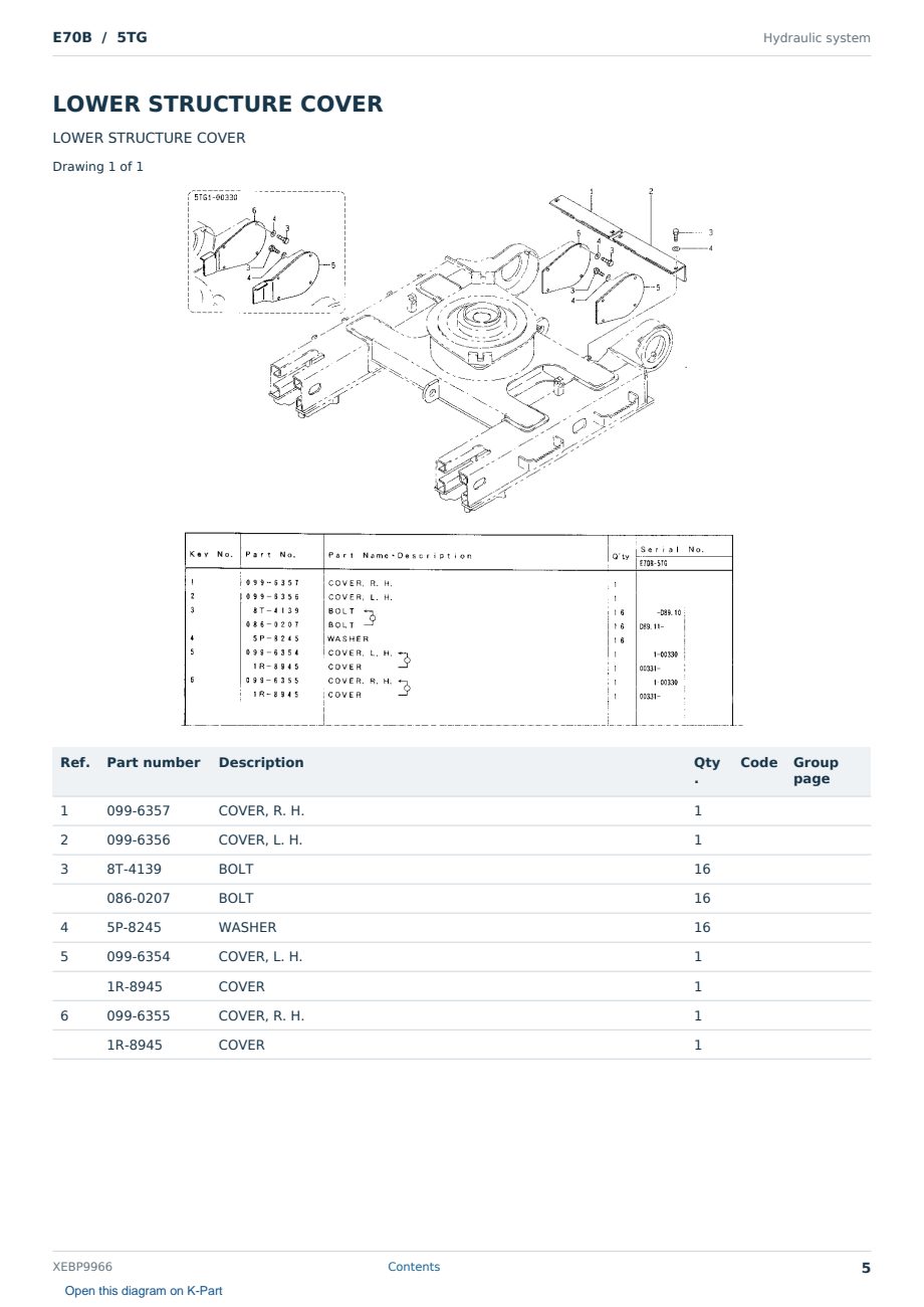 Caterpillar E70B S/N 5TG Partsbook XEBP9966 (English) - sample page 5 of 10 Caterpillar E70B S/N 5TG Partsbook XEBP9966 (English) - sample page 5 of 10