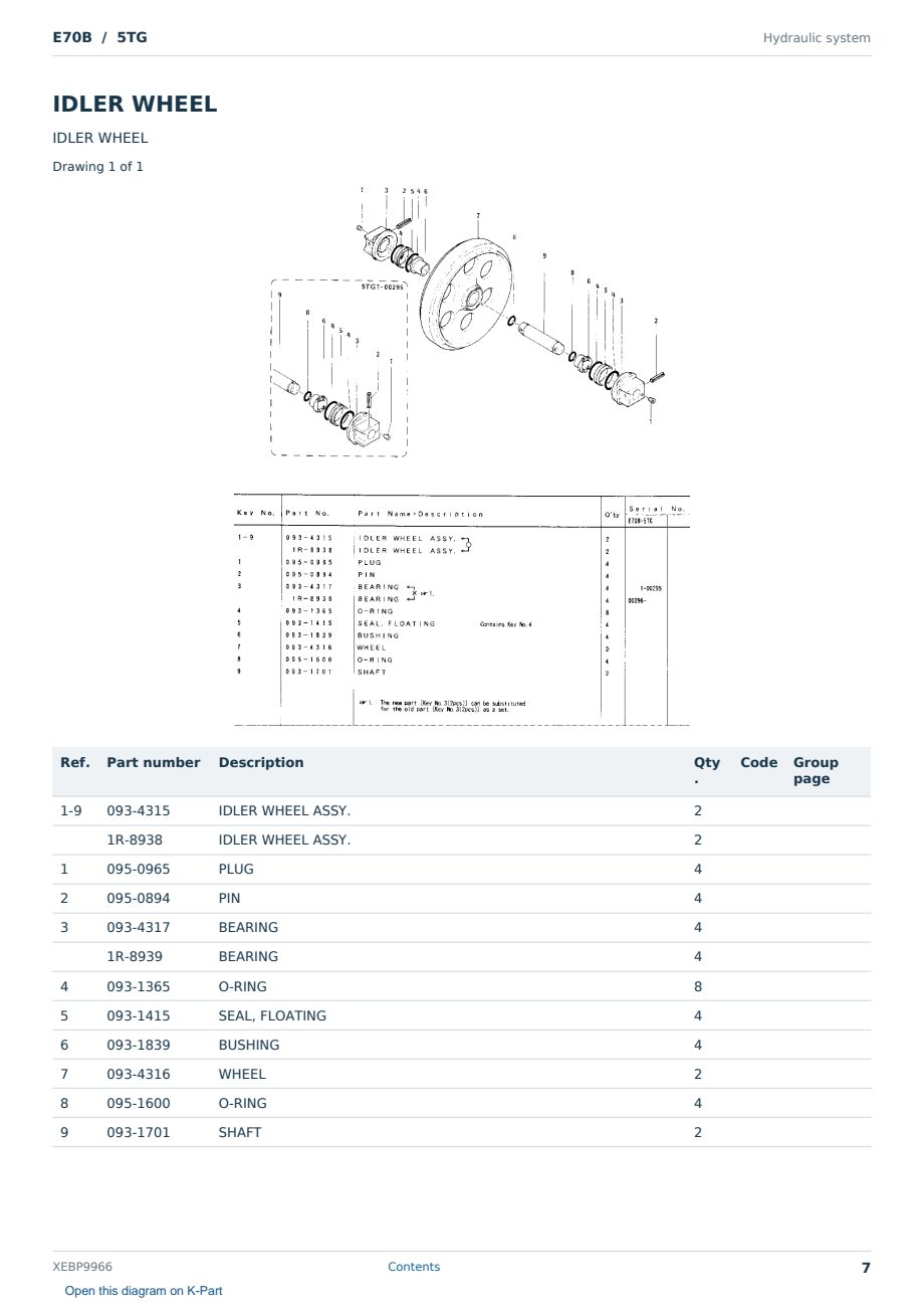 Caterpillar E70B S/N 5TG Partsbook XEBP9966 (English) - sample page 7 of 10 Caterpillar E70B S/N 5TG Partsbook XEBP9966 (English) - sample page 7 of 10