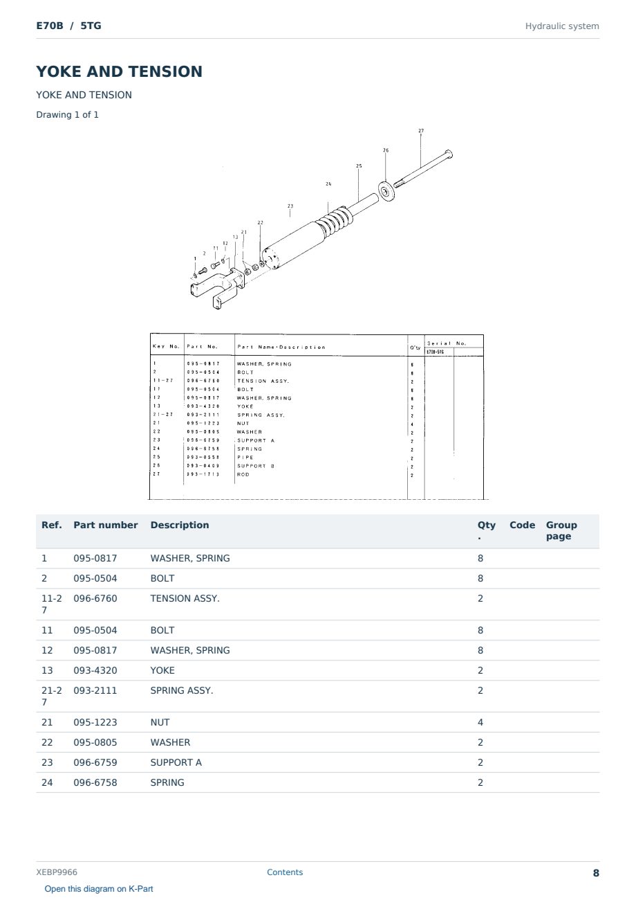 Caterpillar E70B S/N 5TG Partsbook XEBP9966 (English) - sample page 8 of 10 Caterpillar E70B S/N 5TG Partsbook XEBP9966 (English) - sample page 8 of 10