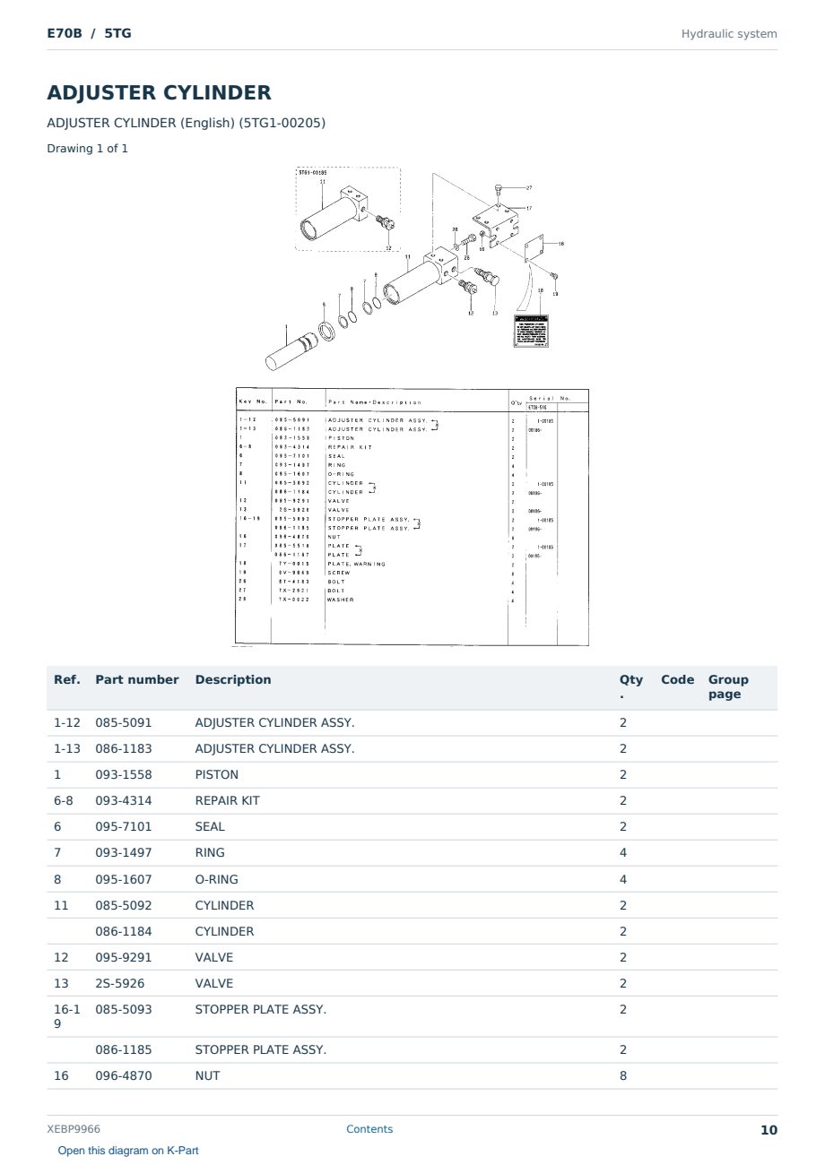 Caterpillar E70B S/N 5TG Partsbook XEBP9966 (English) - sample page 10 of 10 Caterpillar E70B S/N 5TG Partsbook XEBP9966 (English) - sample page 10 of 10