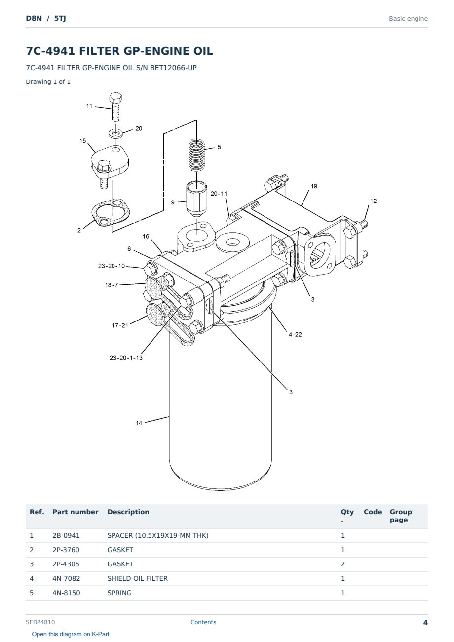 Caterpillar D8N S/N 5TJ Partsbook SEBP4810 (English) - sample page 4 of 10 Caterpillar D8N S/N 5TJ Partsbook SEBP4810 (English) - sample page 4 of 10
