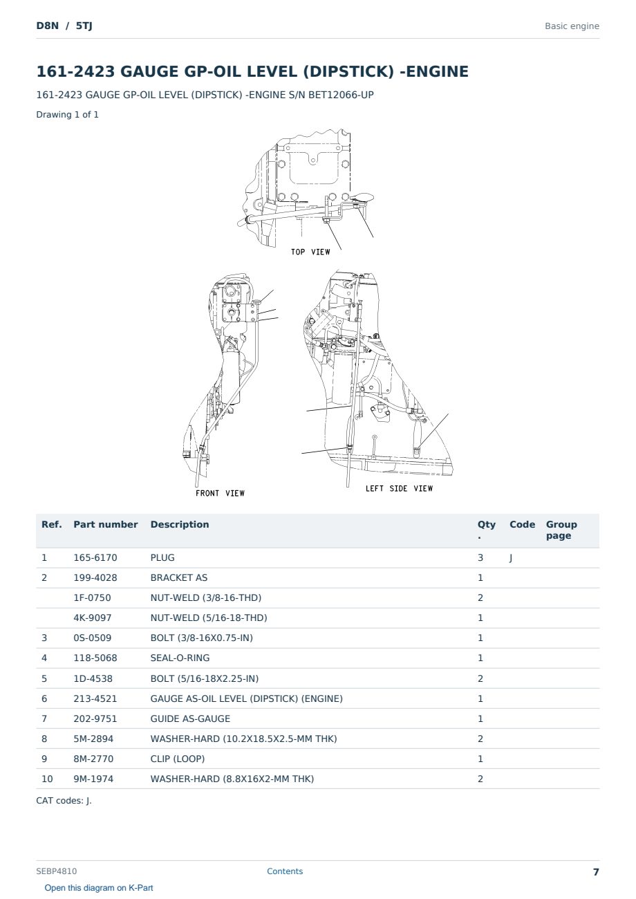 Caterpillar D8N S/N 5TJ Partsbook SEBP4810 (English) - sample page 7 of 10 Caterpillar D8N S/N 5TJ Partsbook SEBP4810 (English) - sample page 7 of 10