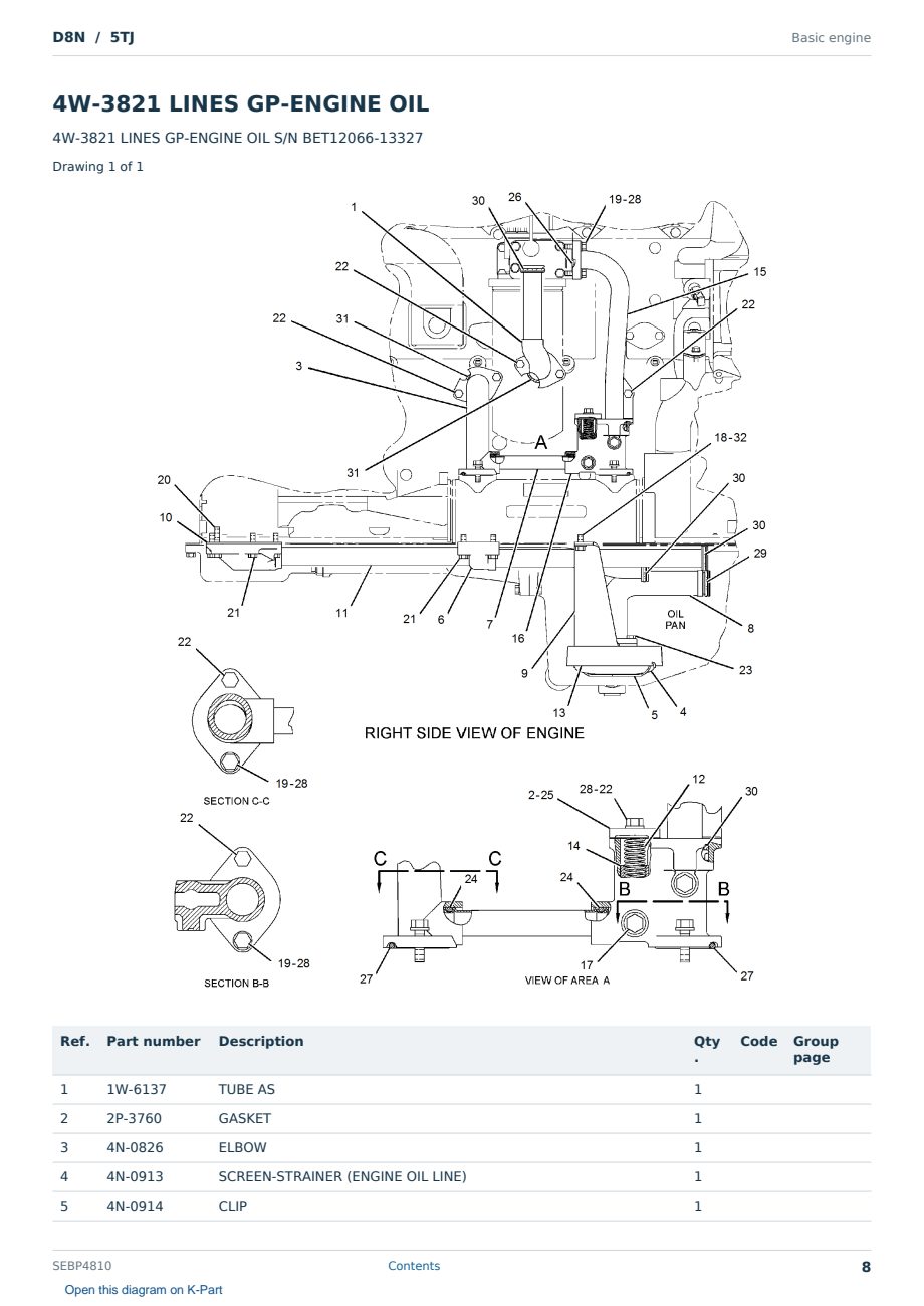 Caterpillar D8N S/N 5TJ Partsbook SEBP4810 (English) - sample page 8 of 10 Caterpillar D8N S/N 5TJ Partsbook SEBP4810 (English) - sample page 8 of 10