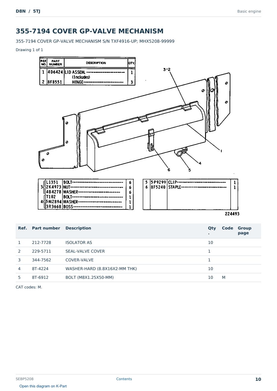 Caterpillar D8N S/N 5TJ Partsbook SEBP5208 (English) - sample page 10 of 10 Caterpillar D8N S/N 5TJ Partsbook SEBP5208 (English) - sample page 10 of 10