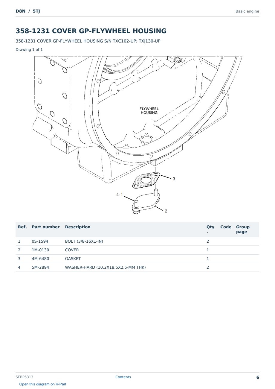 Caterpillar D8N S/N 5TJ Partsbook SEBP5313 (English) - sample page 6 of 10 Caterpillar D8N S/N 5TJ Partsbook SEBP5313 (English) - sample page 6 of 10