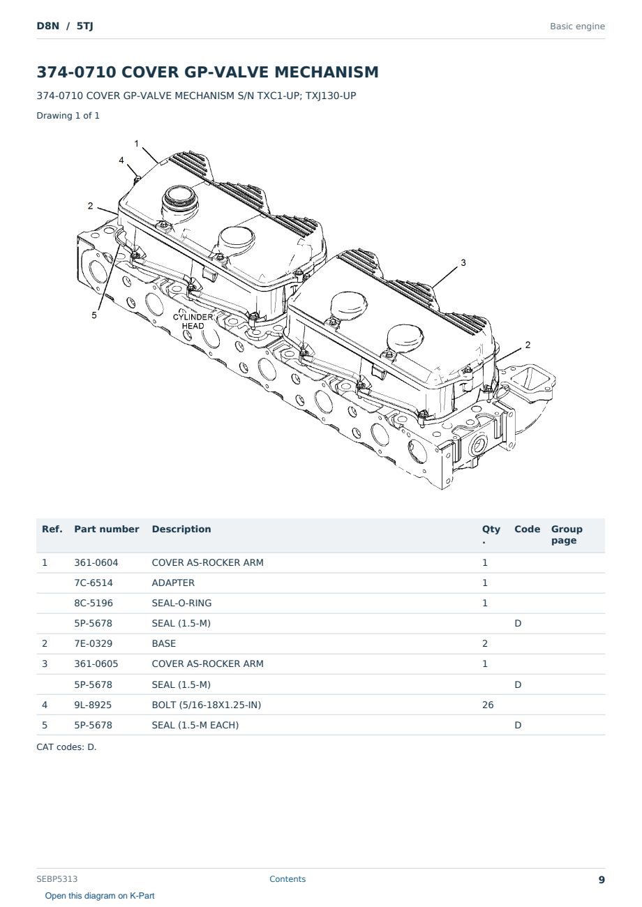 Caterpillar D8N S/N 5TJ Partsbook SEBP5313 (English) - sample page 9 of 10 Caterpillar D8N S/N 5TJ Partsbook SEBP5313 (English) - sample page 9 of 10