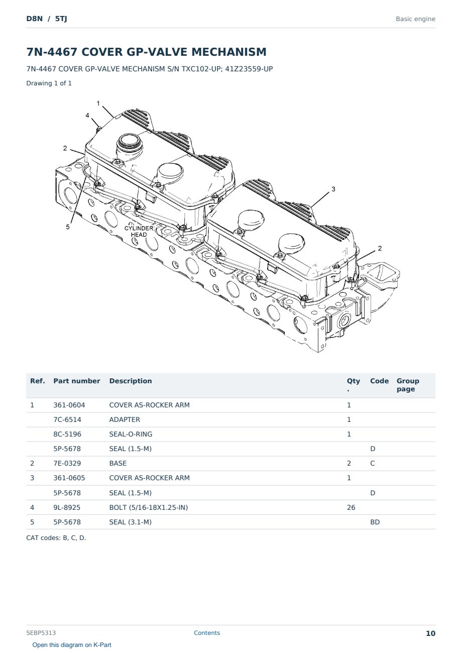 Caterpillar D8N S/N 5TJ Partsbook SEBP5313 (English) - sample page 10 of 10 Caterpillar D8N S/N 5TJ Partsbook SEBP5313 (English) - sample page 10 of 10