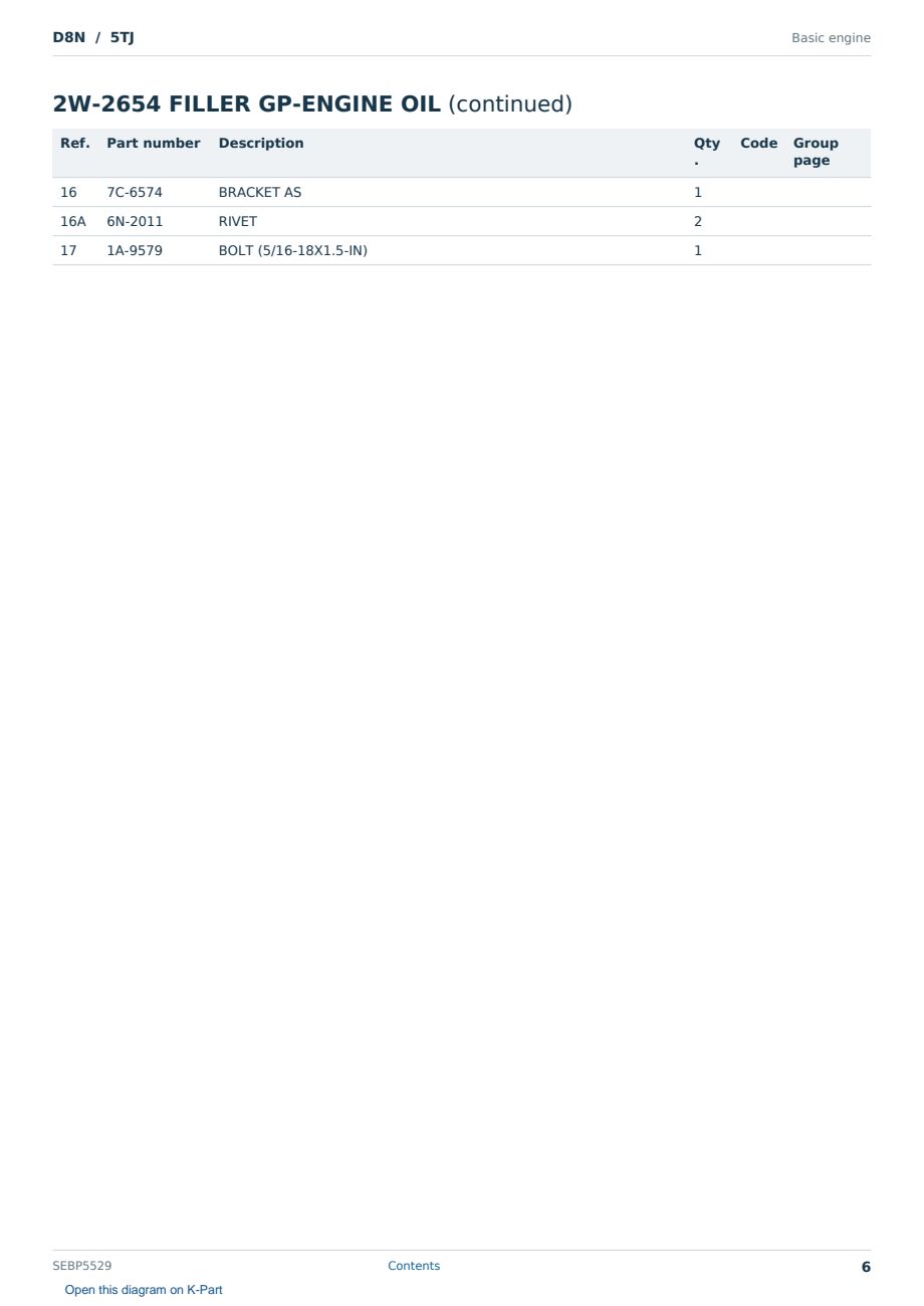 Caterpillar D8N S/N 5TJ Partsbook SEBP5529 (English) - sample page 6 of 10 Caterpillar D8N S/N 5TJ Partsbook SEBP5529 (English) - sample page 6 of 10