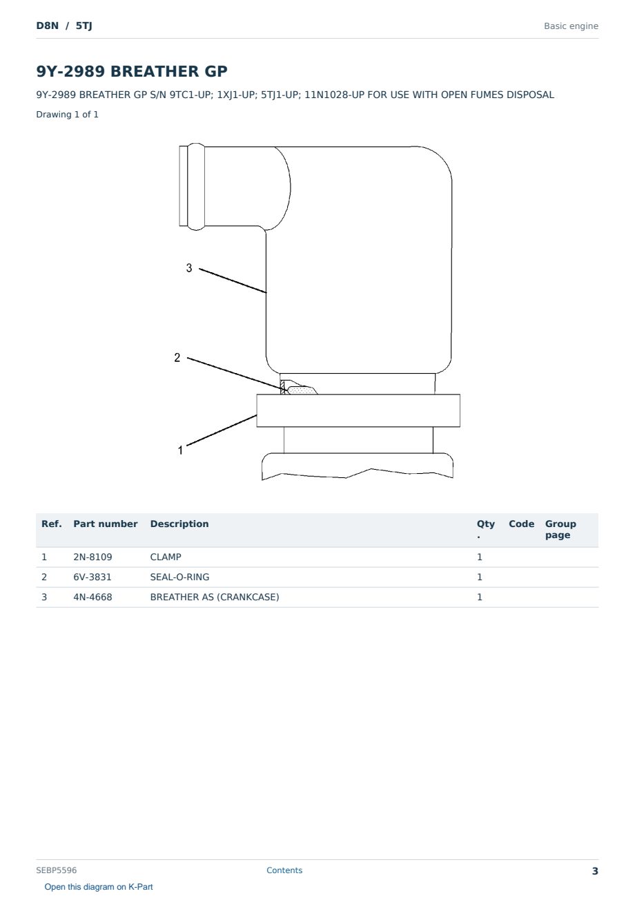 Caterpillar D8N S/N 5TJ Partsbook SEBP5596 (English) - sample page 3 of 10 Caterpillar D8N S/N 5TJ Partsbook SEBP5596 (English) - sample page 3 of 10