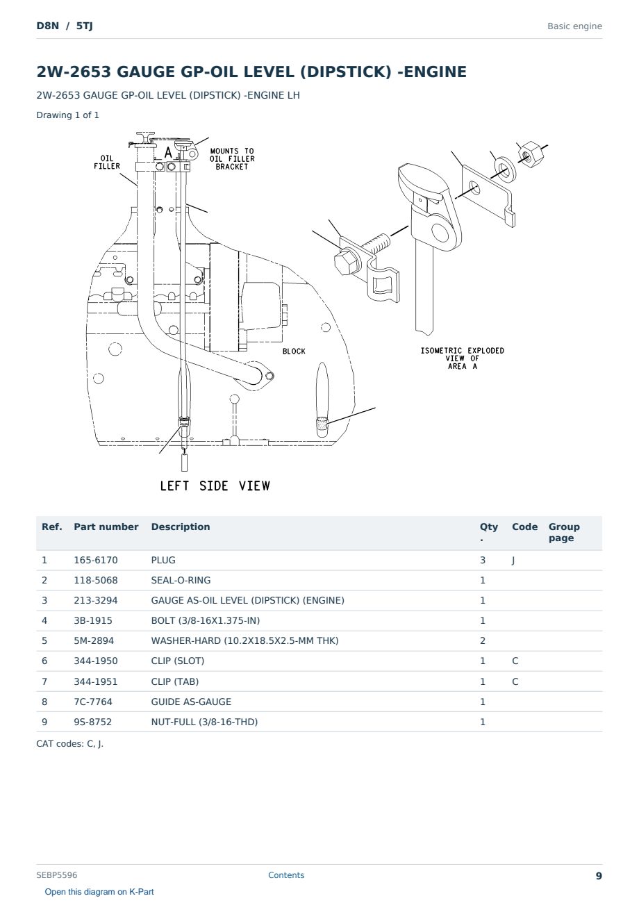 Caterpillar D8N S/N 5TJ Partsbook SEBP5596 (English) - sample page 9 of 10 Caterpillar D8N S/N 5TJ Partsbook SEBP5596 (English) - sample page 9 of 10