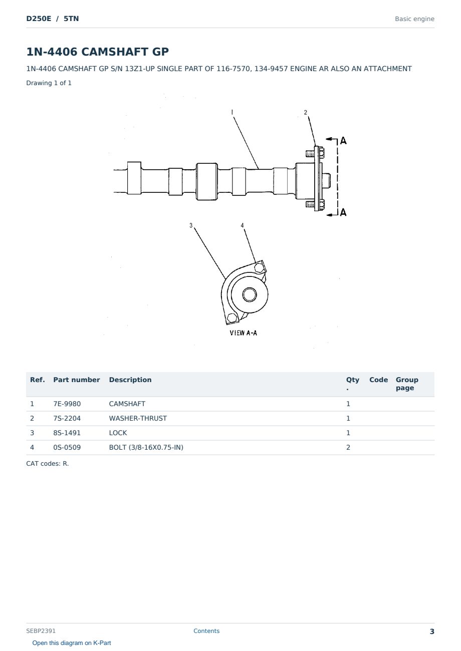 Caterpillar D250E S/N 5TN Partsbook SEBP2391 (English) - sample page 3 of 10 Caterpillar D250E S/N 5TN Partsbook SEBP2391 (English) - sample page 3 of 10