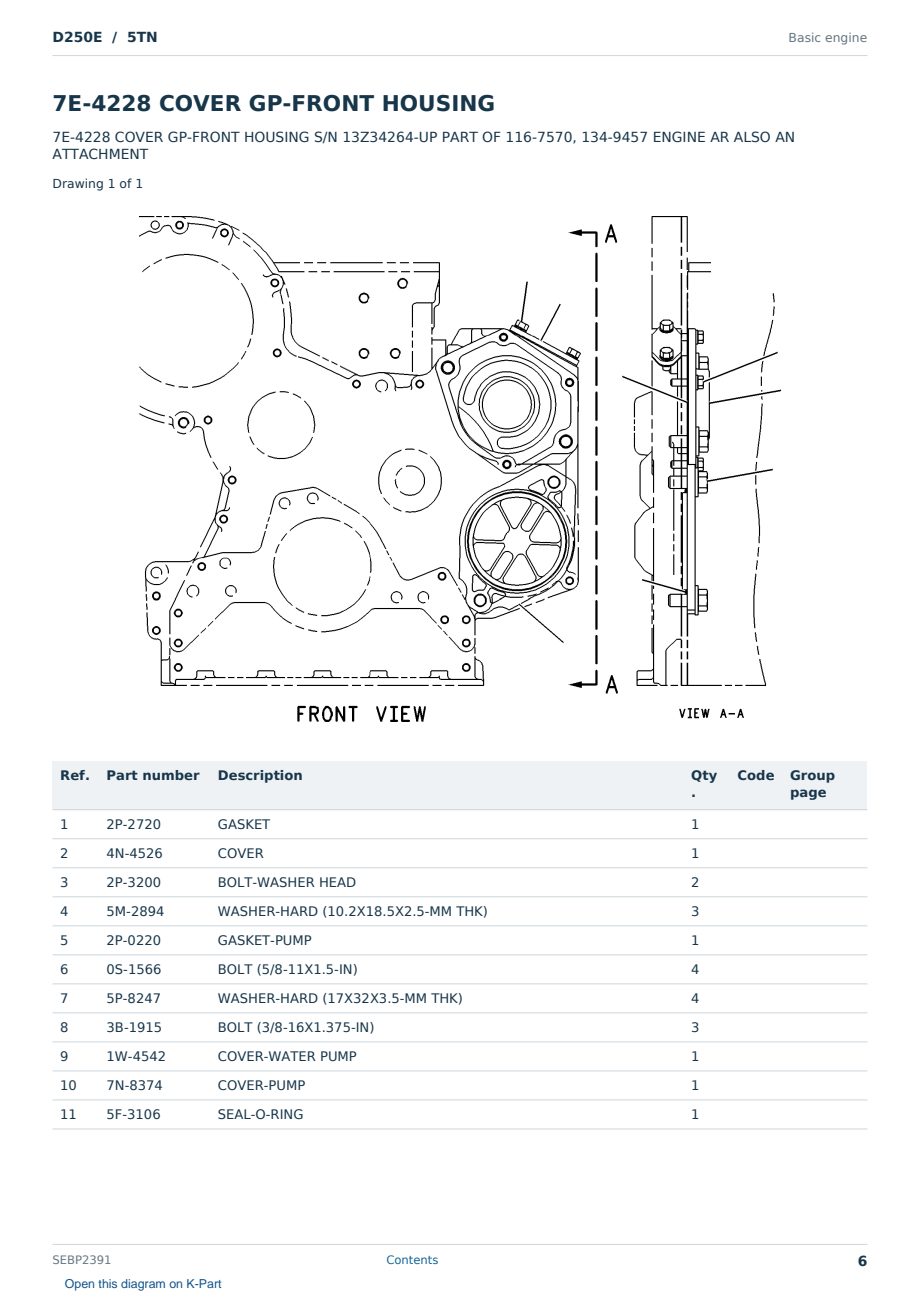 Caterpillar D250E S/N 5TN Partsbook SEBP2391 (English) - sample page 6 of 10 Caterpillar D250E S/N 5TN Partsbook SEBP2391 (English) - sample page 6 of 10