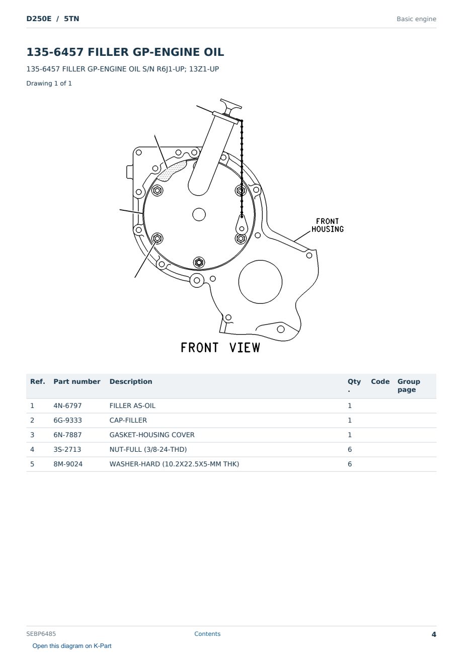 Caterpillar D250E S/N 5TN Partsbook SEBP6485 (English) - sample page 4 of 10 Caterpillar D250E S/N 5TN Partsbook SEBP6485 (English) - sample page 4 of 10