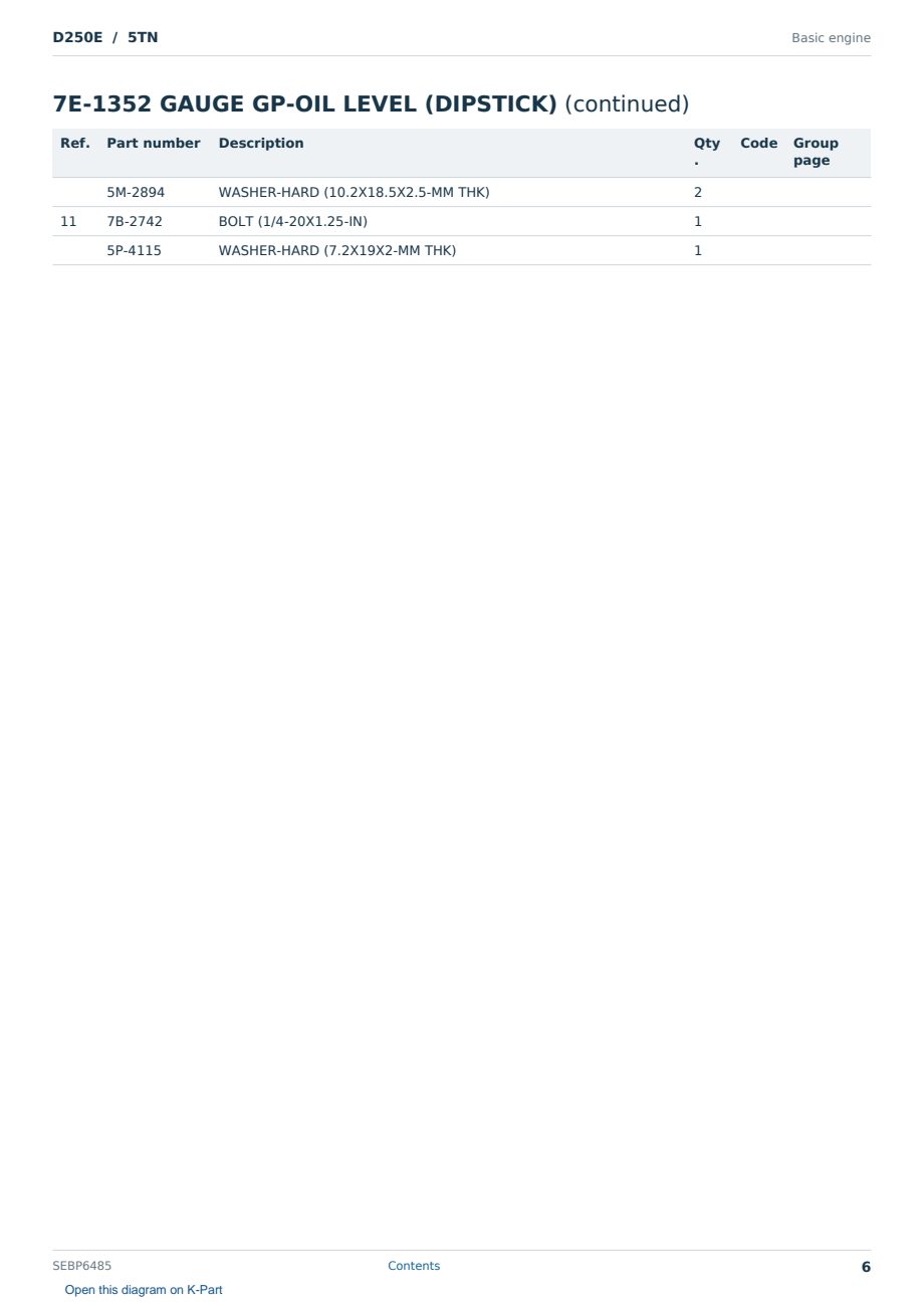 Caterpillar D250E S/N 5TN Partsbook SEBP6485 (English) - sample page 6 of 10 Caterpillar D250E S/N 5TN Partsbook SEBP6485 (English) - sample page 6 of 10