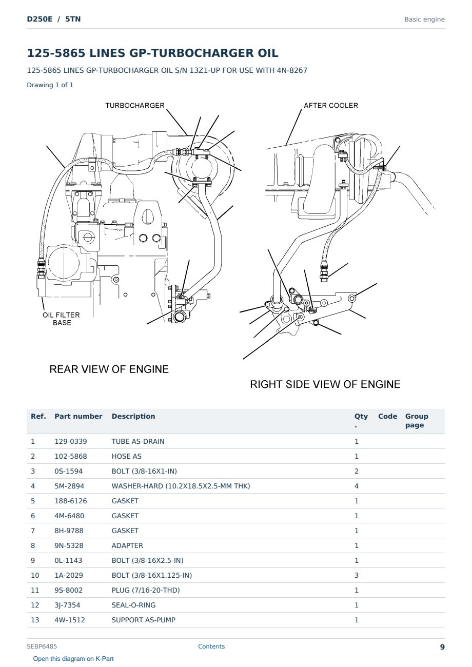 Caterpillar D250E S/N 5TN Partsbook SEBP6485 (English) - sample page 9 of 10 Caterpillar D250E S/N 5TN Partsbook SEBP6485 (English) - sample page 9 of 10