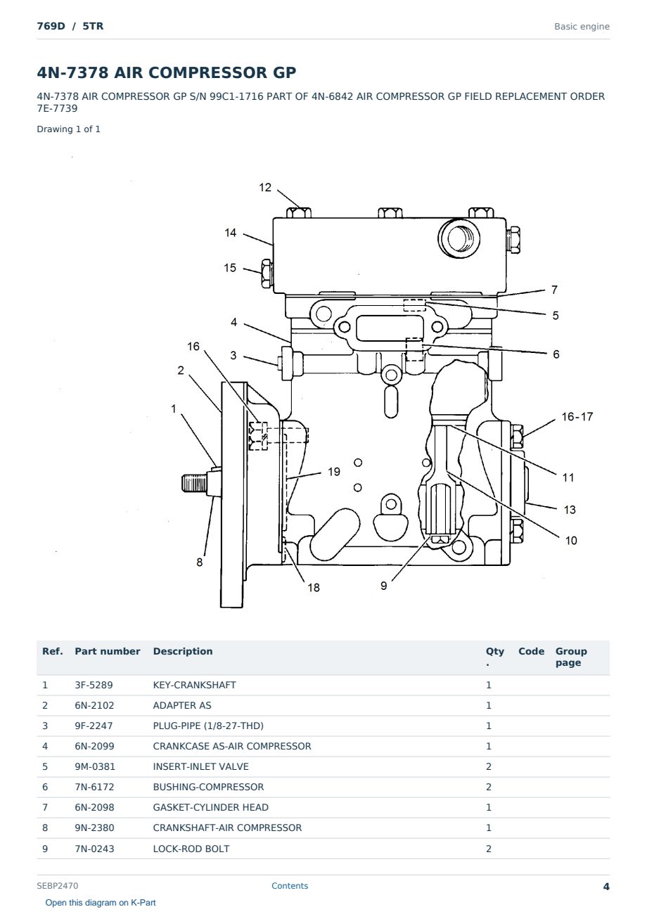 Caterpillar 769D S/N 5TR Partsbook SEBP2470 (English) - sample page 4 of 10 Caterpillar 769D S/N 5TR Partsbook SEBP2470 (English) - sample page 4 of 10