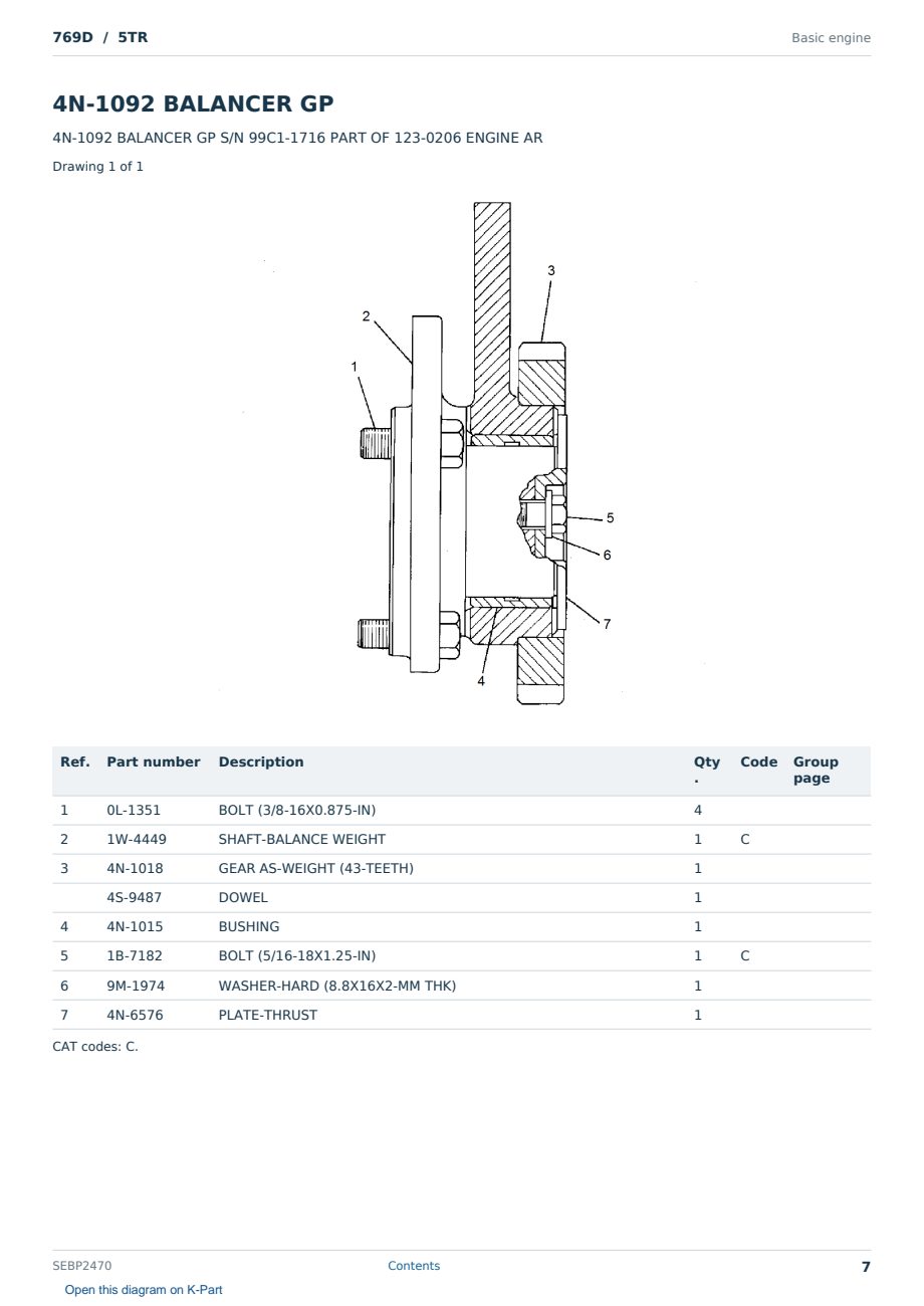 Caterpillar 769D S/N 5TR Partsbook SEBP2470 (English) - sample page 7 of 10 Caterpillar 769D S/N 5TR Partsbook SEBP2470 (English) - sample page 7 of 10