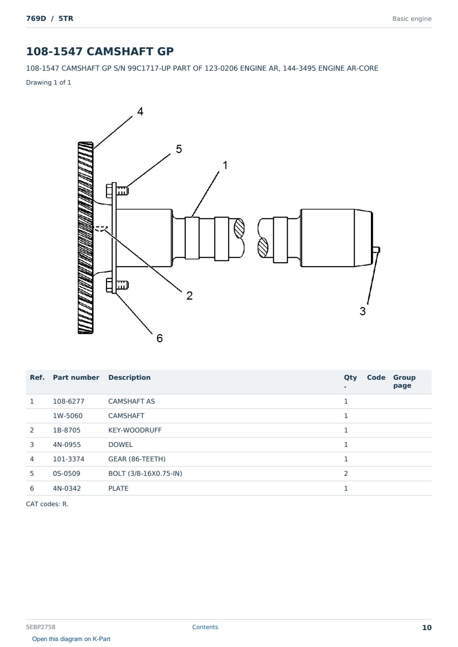 Caterpillar 769D S/N 5TR Partsbook SEBP2758 (English) - sample page 10 of 10 Caterpillar 769D S/N 5TR Partsbook SEBP2758 (English) - sample page 10 of 10