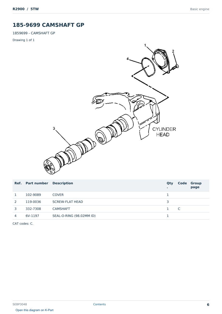 Caterpillar R2900 S/N 5TW Partsbook SEBP3048 (English) - sample page 6 of 10 Caterpillar R2900 S/N 5TW Partsbook SEBP3048 (English) - sample page 6 of 10