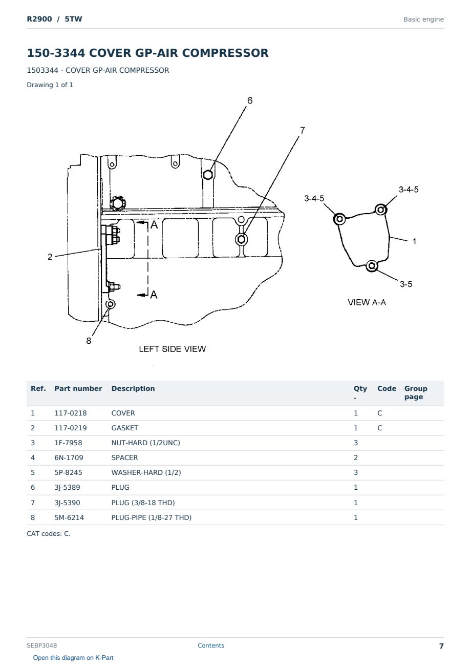 Caterpillar R2900 S/N 5TW Partsbook SEBP3048 (English) - sample page 7 of 10 Caterpillar R2900 S/N 5TW Partsbook SEBP3048 (English) - sample page 7 of 10