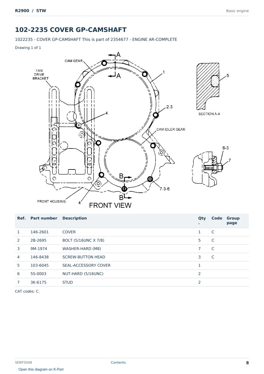 Caterpillar R2900 S/N 5TW Partsbook SEBP3048 (English) - sample page 8 of 10 Caterpillar R2900 S/N 5TW Partsbook SEBP3048 (English) - sample page 8 of 10