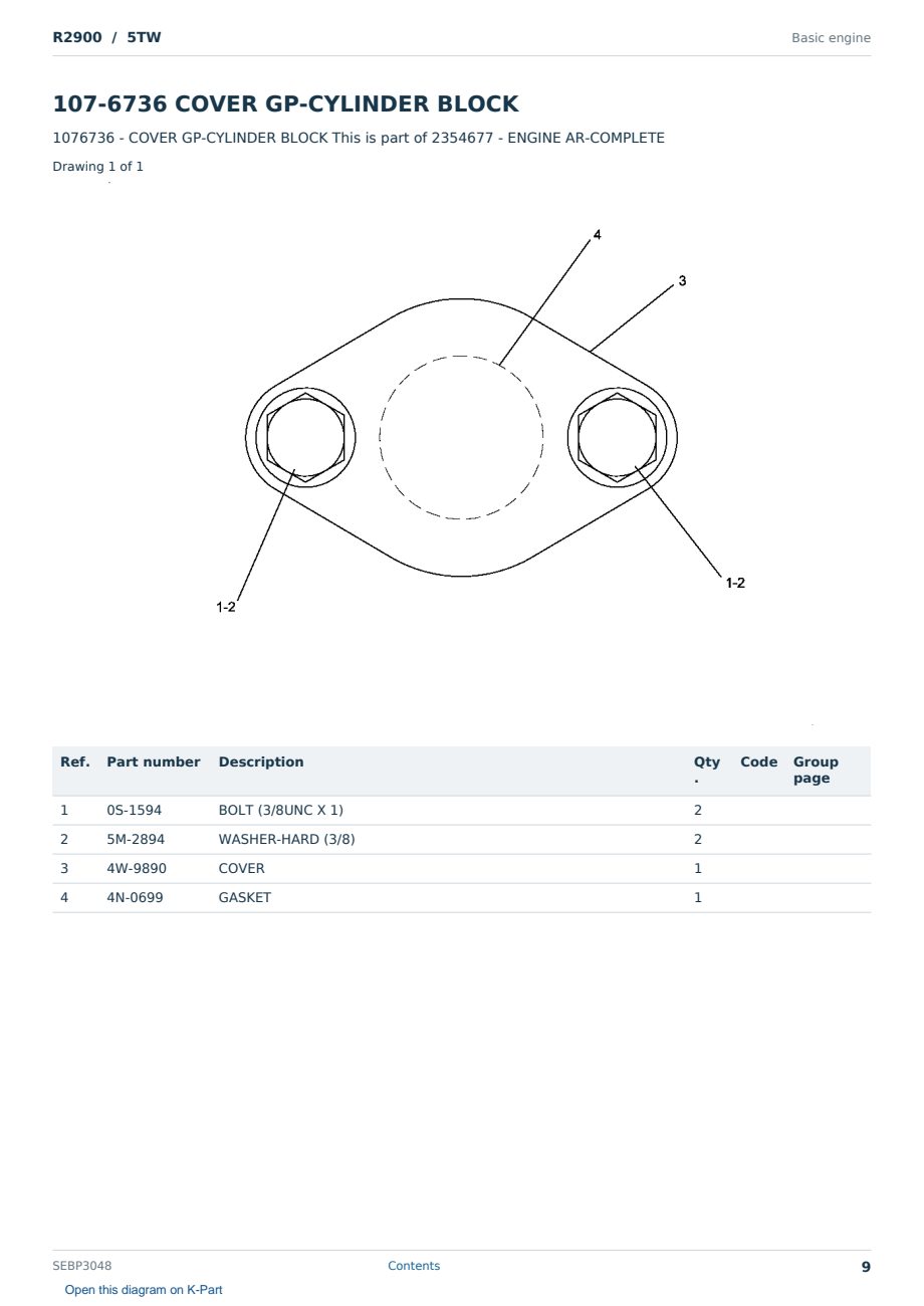 Caterpillar R2900 S/N 5TW Partsbook SEBP3048 (English) - sample page 9 of 10 Caterpillar R2900 S/N 5TW Partsbook SEBP3048 (English) - sample page 9 of 10