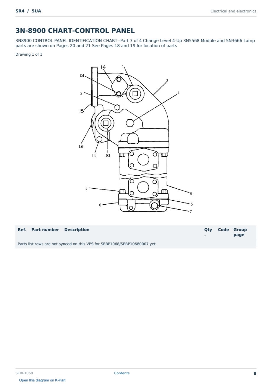 Caterpillar SR4 S/N 5UA Partsbook SEBP1068 (English) - sample page 8 of 10 Caterpillar SR4 S/N 5UA Partsbook SEBP1068 (English) - sample page 8 of 10