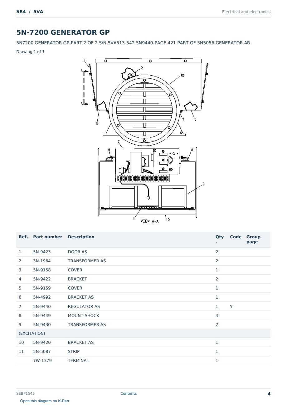 Caterpillar SR4 S/N 5VA Partsbook SEBP1545 (English) - sample page 4 of 10 Caterpillar SR4 S/N 5VA Partsbook SEBP1545 (English) - sample page 4 of 10