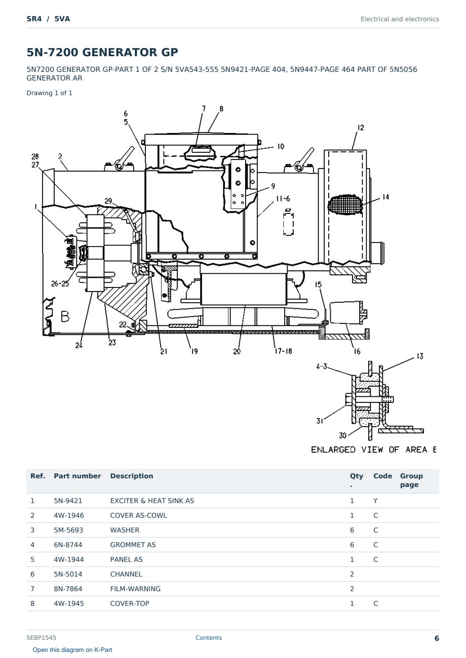 Caterpillar SR4 S/N 5VA Partsbook SEBP1545 (English) - sample page 6 of 10 Caterpillar SR4 S/N 5VA Partsbook SEBP1545 (English) - sample page 6 of 10