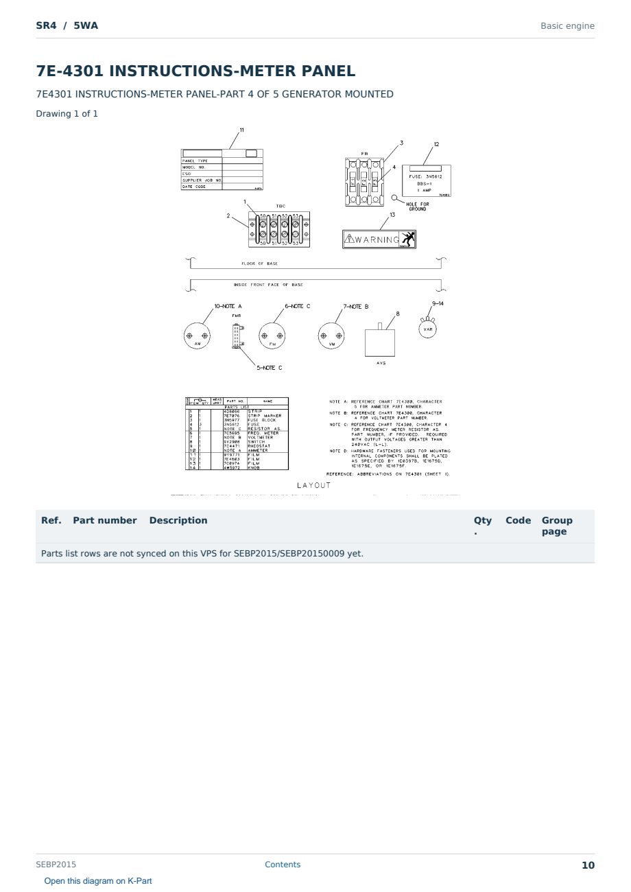 Caterpillar SR4 S/N 5WA Partsbook SEBP2015 (English) - sample page 10 of 10 Caterpillar SR4 S/N 5WA Partsbook SEBP2015 (English) - sample page 10 of 10