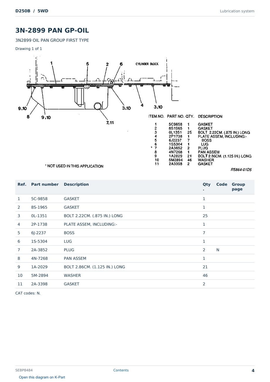 Caterpillar D250B S/N 5WD Partsbook SEBP8484 (English) - sample page 4 of 10 Caterpillar D250B S/N 5WD Partsbook SEBP8484 (English) - sample page 4 of 10