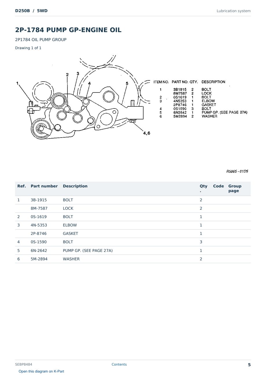Caterpillar D250B S/N 5WD Partsbook SEBP8484 (English) - sample page 5 of 10 Caterpillar D250B S/N 5WD Partsbook SEBP8484 (English) - sample page 5 of 10