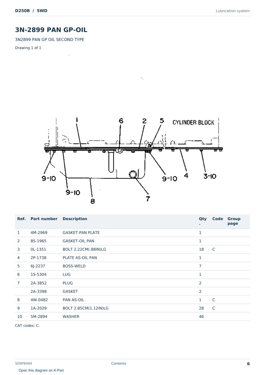 Caterpillar D250B S/N 5WD Partsbook SEBP8484 (English) - sample page 6 of 10 Caterpillar D250B S/N 5WD Partsbook SEBP8484 (English) - sample page 6 of 10