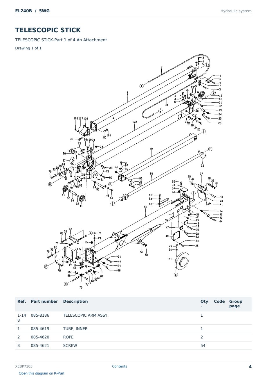 Caterpillar EL240B S/N 5WG Partsbook XEBP7103 (English) - sample page 4 of 10 Caterpillar EL240B S/N 5WG Partsbook XEBP7103 (English) - sample page 4 of 10