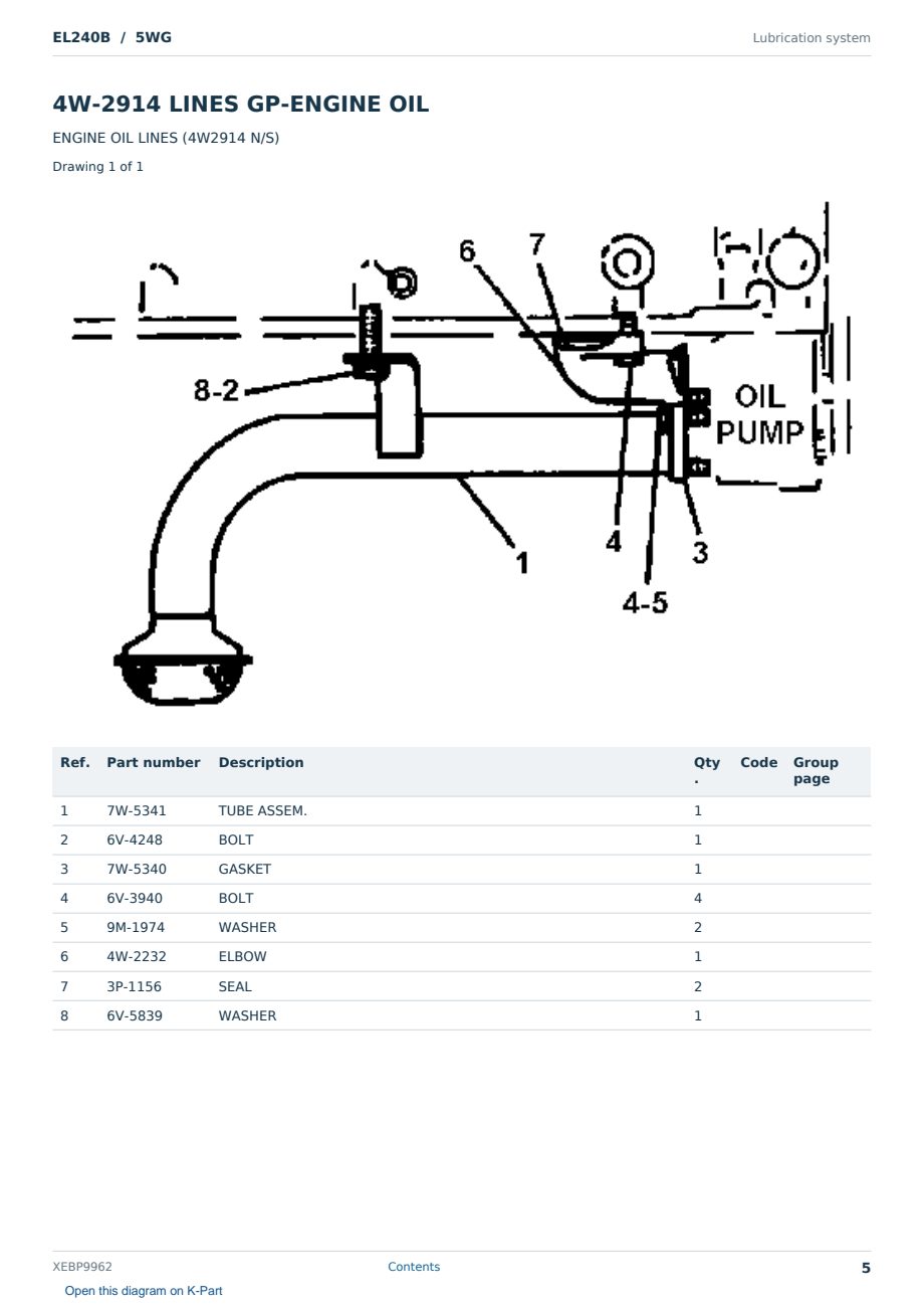 Caterpillar EL240B S/N 5WG Partsbook XEBP9962 (English) - sample page 5 of 10 Caterpillar EL240B S/N 5WG Partsbook XEBP9962 (English) - sample page 5 of 10