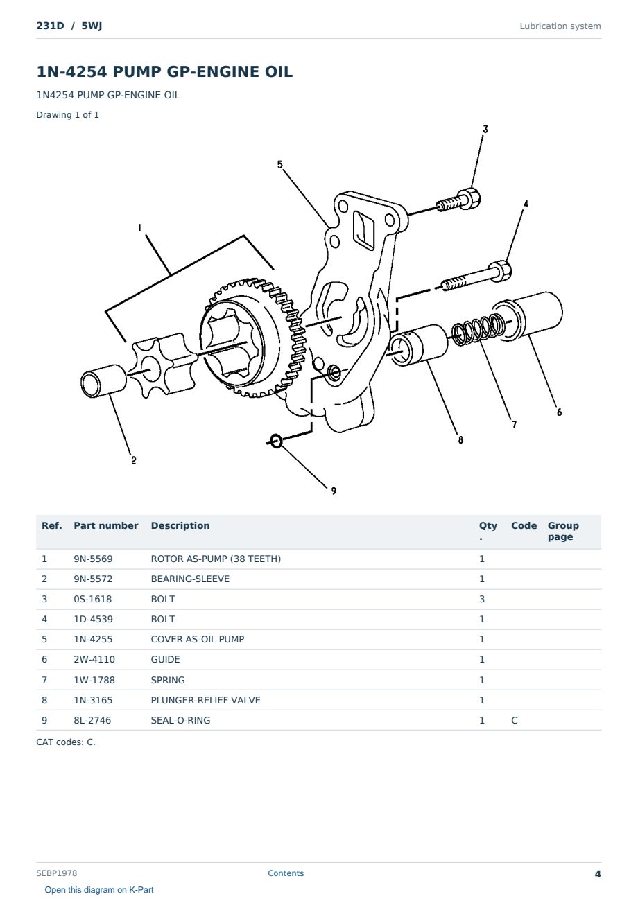 Caterpillar 231D S/N 5WJ Partsbook SEBP1978 (English) - sample page 4 of 10 Caterpillar 231D S/N 5WJ Partsbook SEBP1978 (English) - sample page 4 of 10