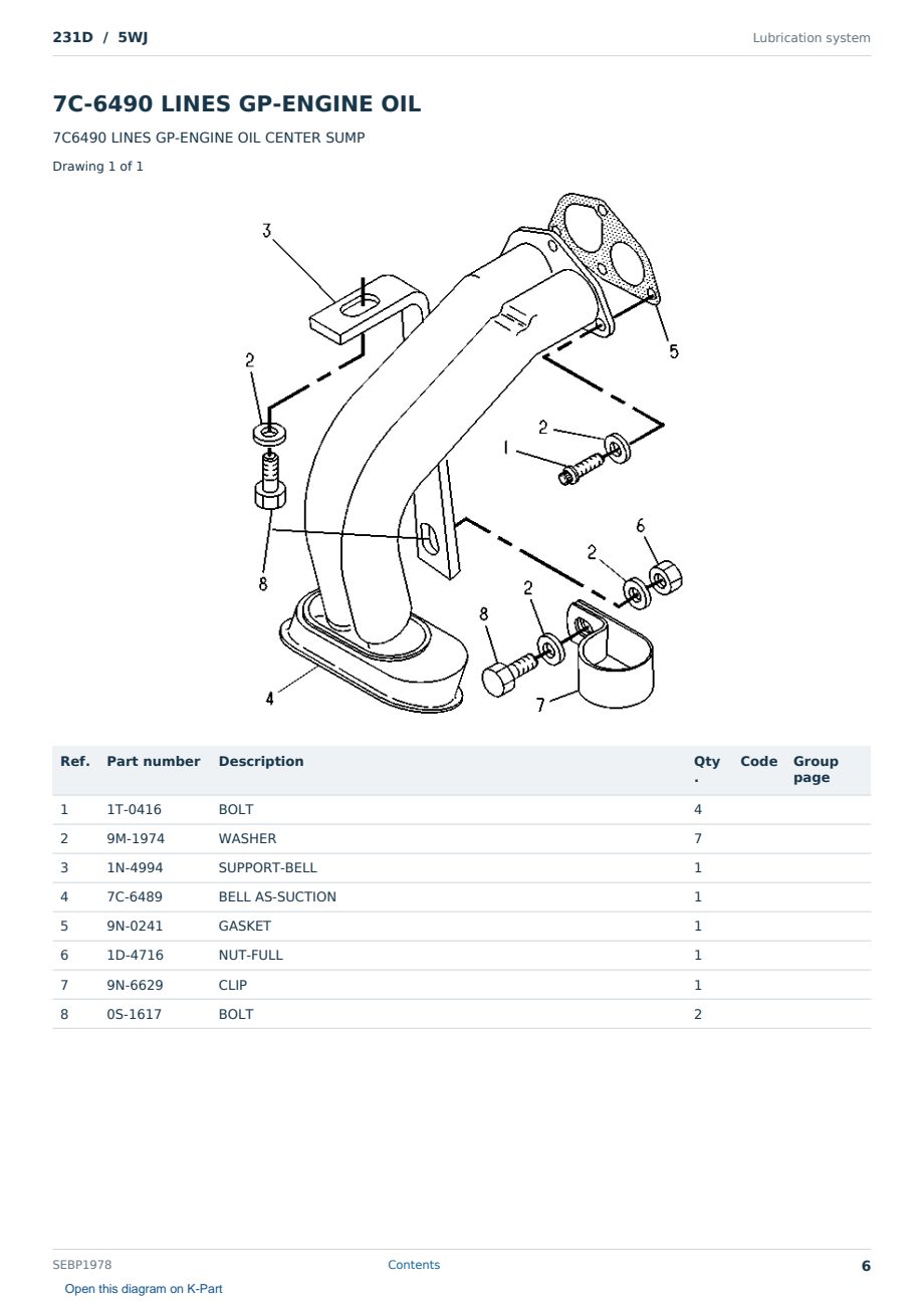 Caterpillar 231D S/N 5WJ Partsbook SEBP1978 (English) - sample page 6 of 10 Caterpillar 231D S/N 5WJ Partsbook SEBP1978 (English) - sample page 6 of 10
