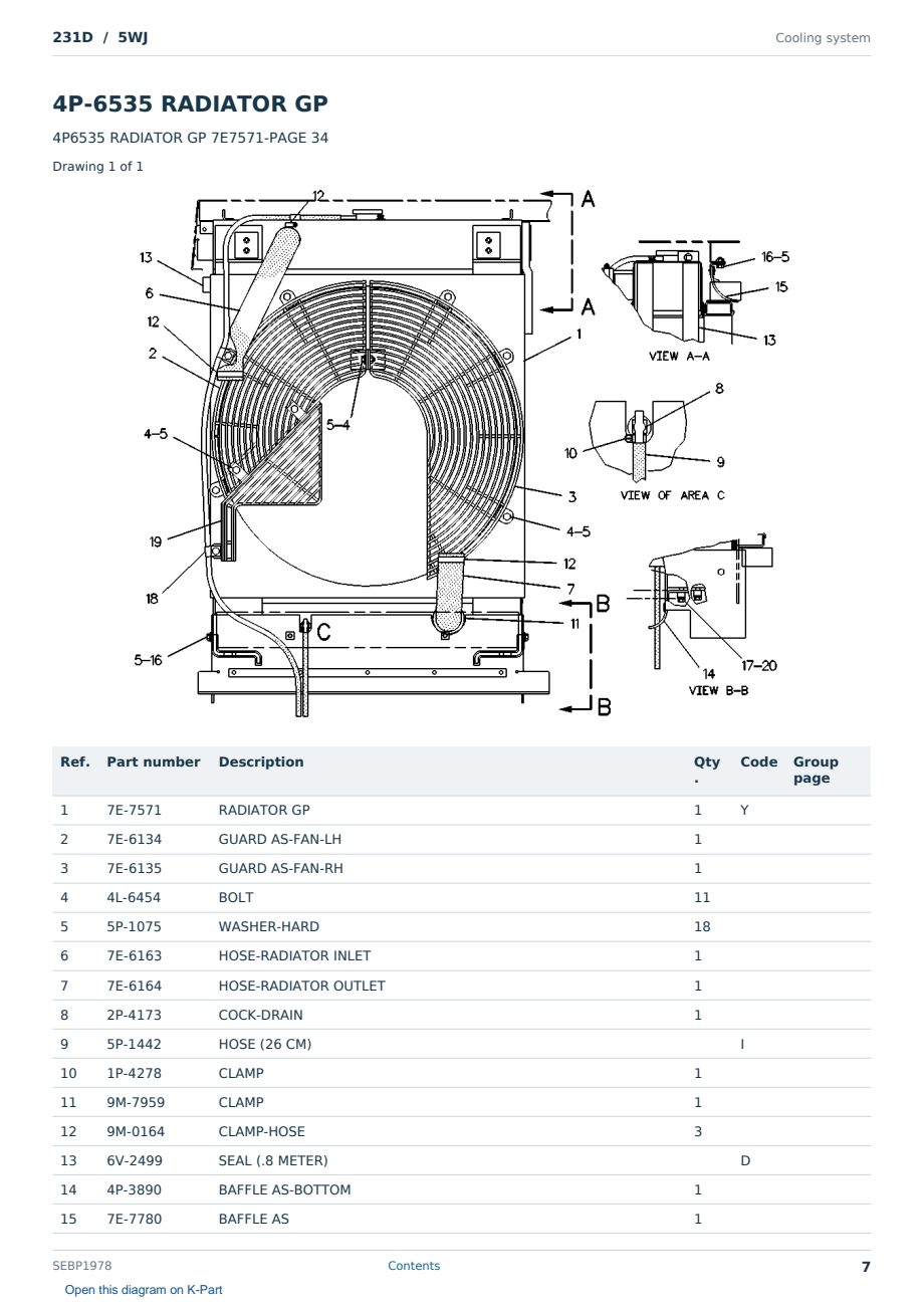 Caterpillar 231D S/N 5WJ Partsbook SEBP1978 (English) - sample page 7 of 10 Caterpillar 231D S/N 5WJ Partsbook SEBP1978 (English) - sample page 7 of 10