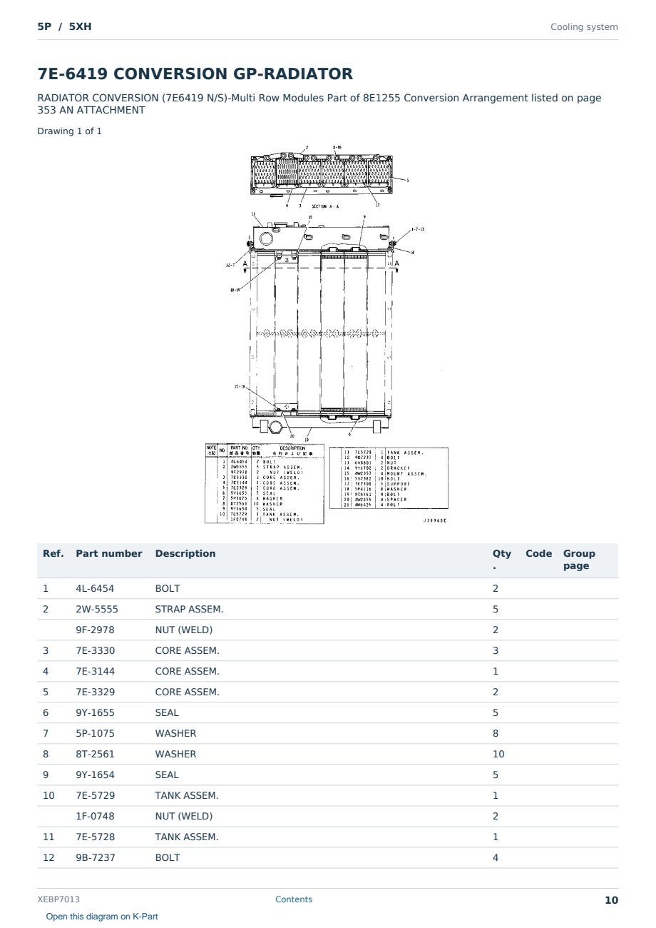Caterpillar 5P S/N 5XH Partsbook XEBP7013 (English) - sample page 10 of 10 Caterpillar 5P S/N 5XH Partsbook XEBP7013 (English) - sample page 10 of 10