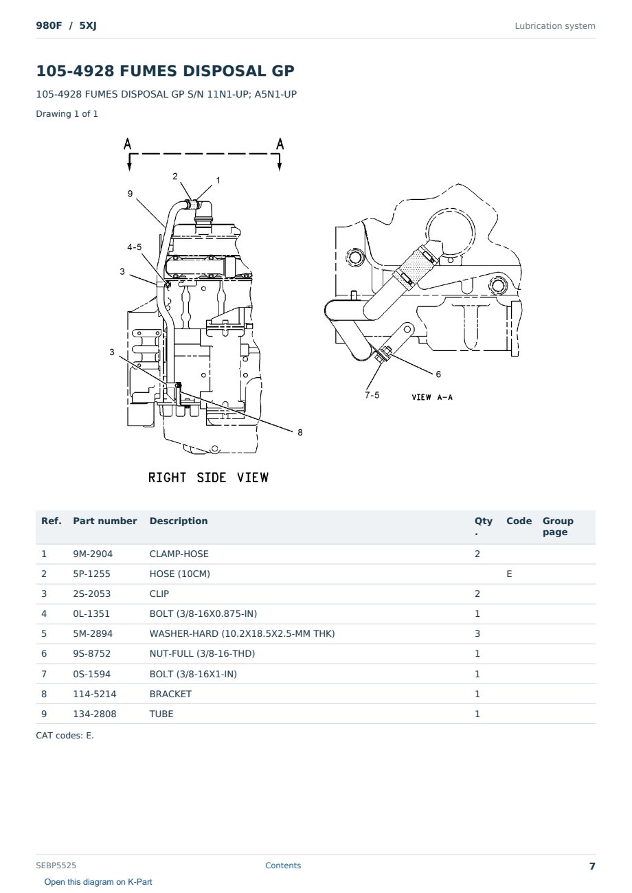 Caterpillar 980F S/N 5XJ Partsbook SEBP5525 (English) - sample page 7 of 10 Caterpillar 980F S/N 5XJ Partsbook SEBP5525 (English) - sample page 7 of 10