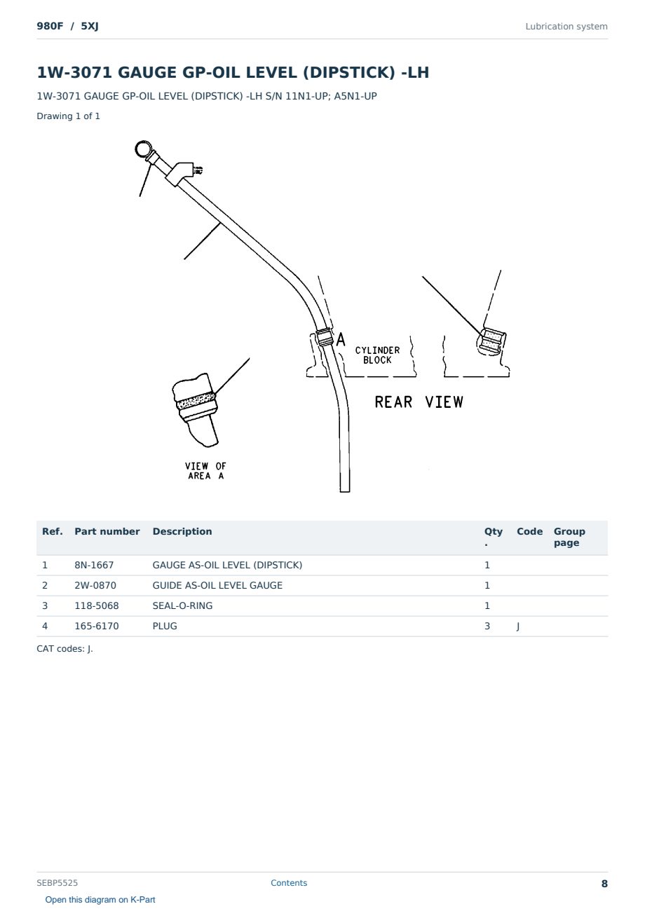 Caterpillar 980F S/N 5XJ Partsbook SEBP5525 (English) - sample page 8 of 10 Caterpillar 980F S/N 5XJ Partsbook SEBP5525 (English) - sample page 8 of 10