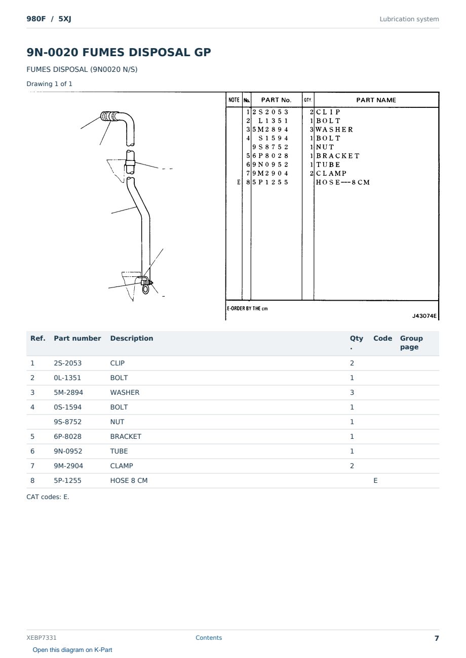 Caterpillar 980F S/N 5XJ Partsbook XEBP7331 (English) - sample page 7 of 10 Caterpillar 980F S/N 5XJ Partsbook XEBP7331 (English) - sample page 7 of 10