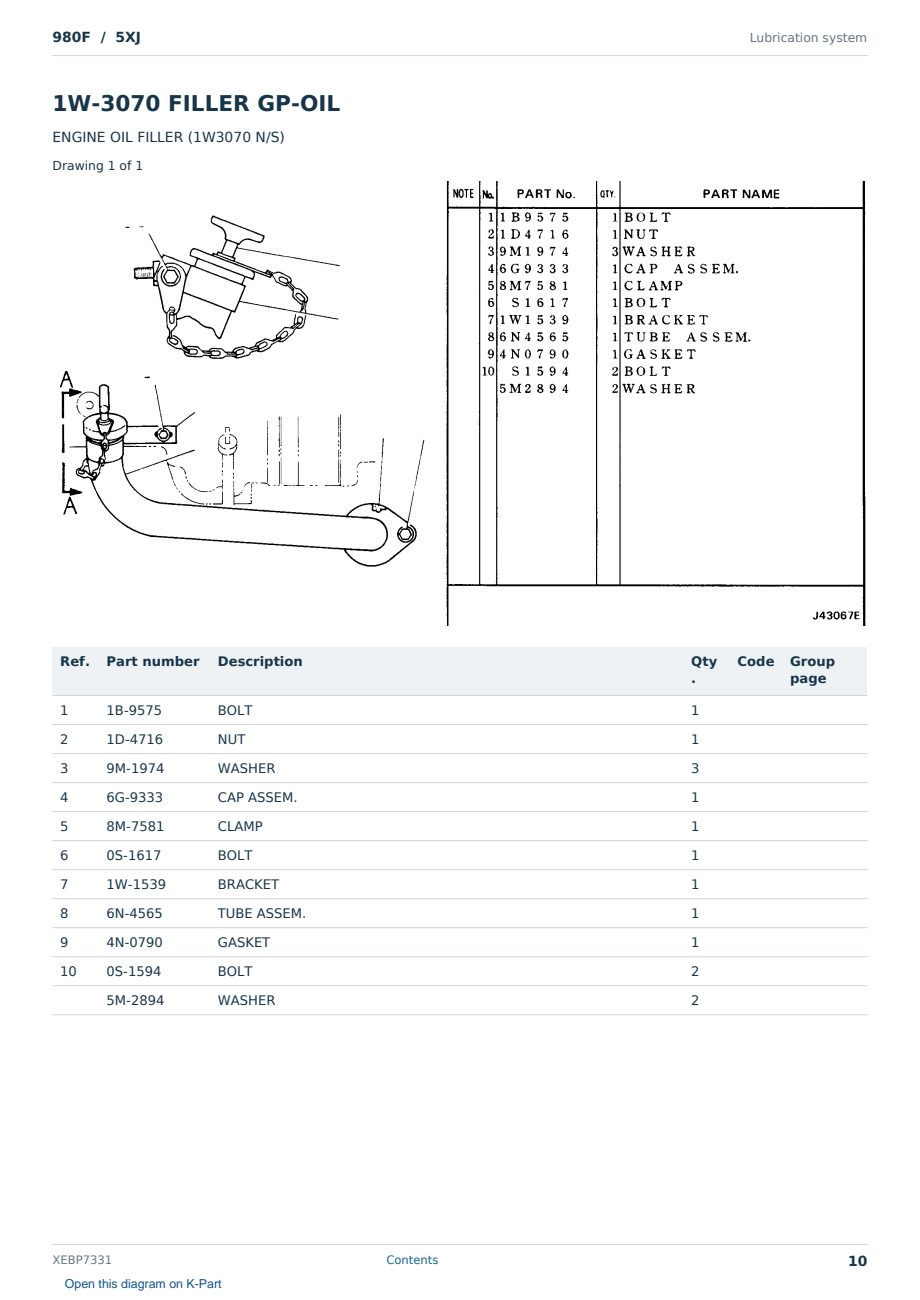 Caterpillar 980F S/N 5XJ Partsbook XEBP7331 (English) - sample page 10 of 10 Caterpillar 980F S/N 5XJ Partsbook XEBP7331 (English) - sample page 10 of 10