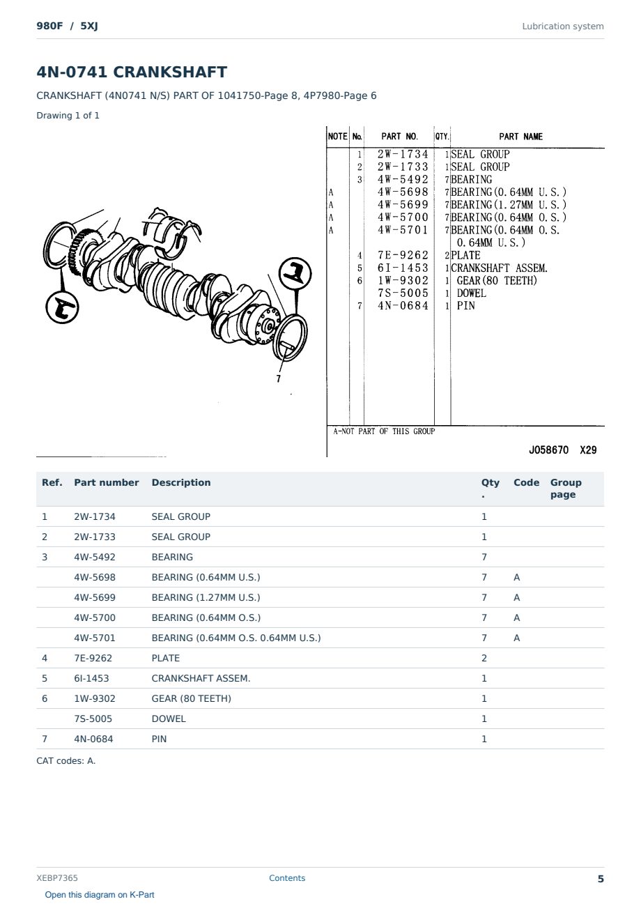 Caterpillar 980F S/N 5XJ Partsbook XEBP7365 (English) - sample page 5 of 10 Caterpillar 980F S/N 5XJ Partsbook XEBP7365 (English) - sample page 5 of 10